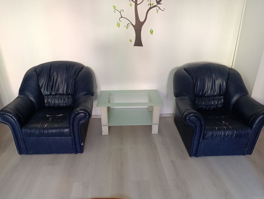 Canapea colțar piele fotolii