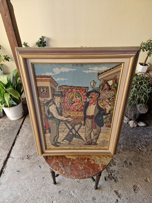 Много голям и красив антикварен холандски гоблен