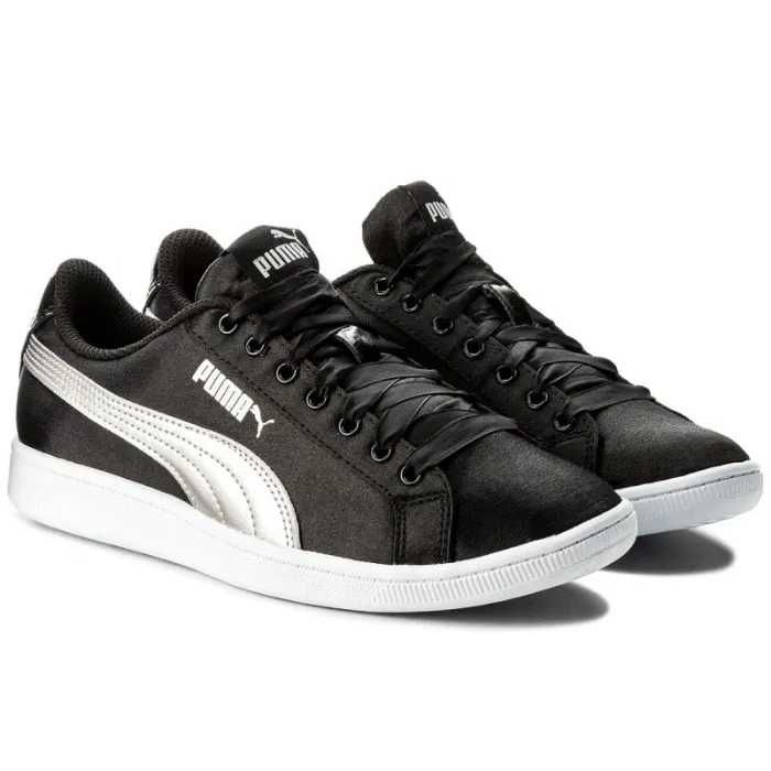 %ПРОМО% PUMA № 38 – Дамски обувки сатениран ефект BLACK & SILVER нови