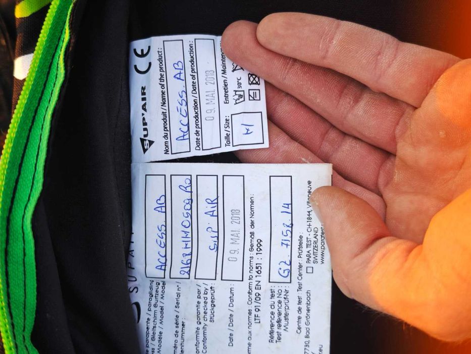 Parapanta ION6, seletă, rezervă, rucsac transport