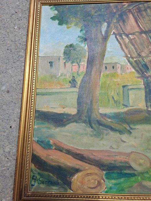 tablou pictura pe placaj 55/75 cm semnat