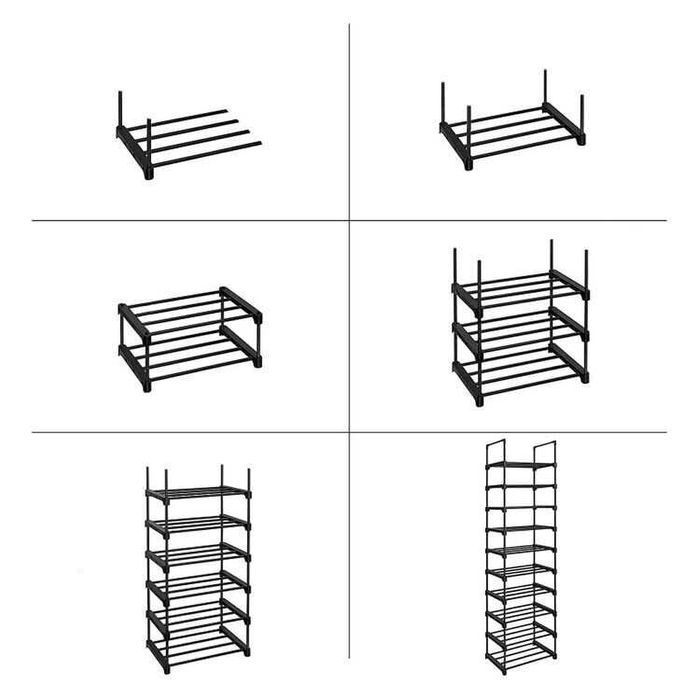 SONGMICS Голяма стойка за обувки с 10 рафта, метален 45 x 30 x 174 см