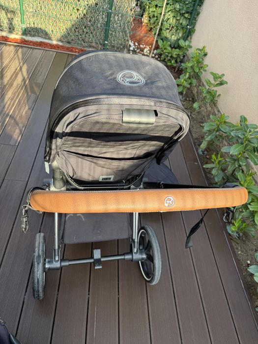 Количка Cybex Priam 4 Chrome  Brown кафява кожа+скеле на седалка