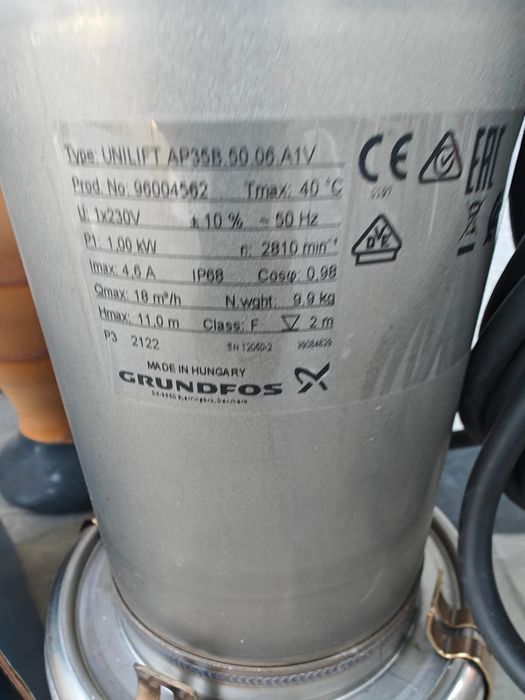 Pompa submersibilă, Grundfos, inox, 6,67 l/s, 23,4x21x45,5 cm.nou.