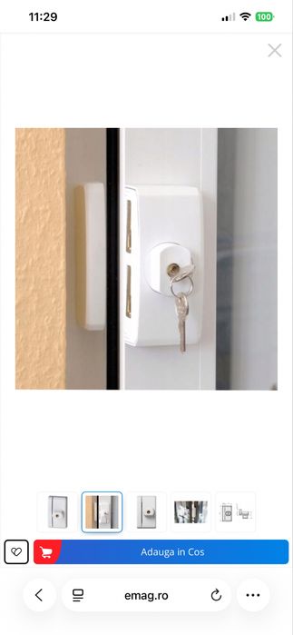 Lacat suplimentar Abus FTS96 alb cu 2 chei pentru ferestre si usi Protectie 10/10