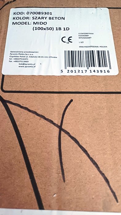 SIGILAT|Chiuveta bucatarie PyramisMIDO100x50 1B1DGrey + baterieGRATUIT