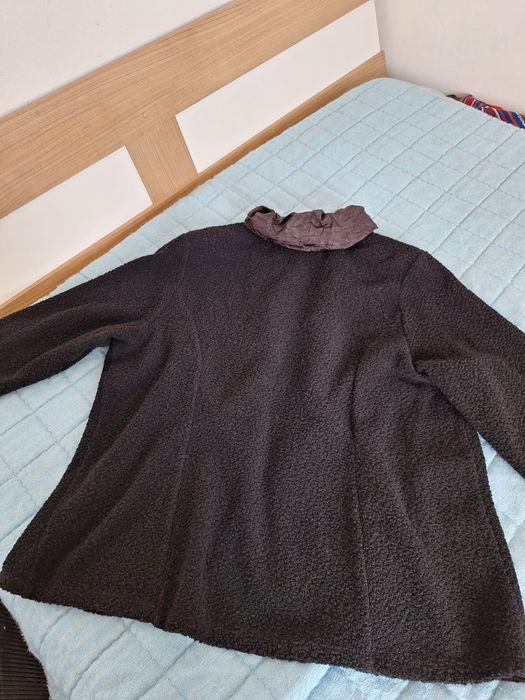 Jachetă / Cardigan gros damă din lână bouclé – maro,, mărimea 46 (XL/XXL)
