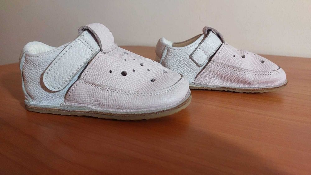 Pantofi copii Tega shoes alb-roz pal, marime 22 (13.5), piele naturala