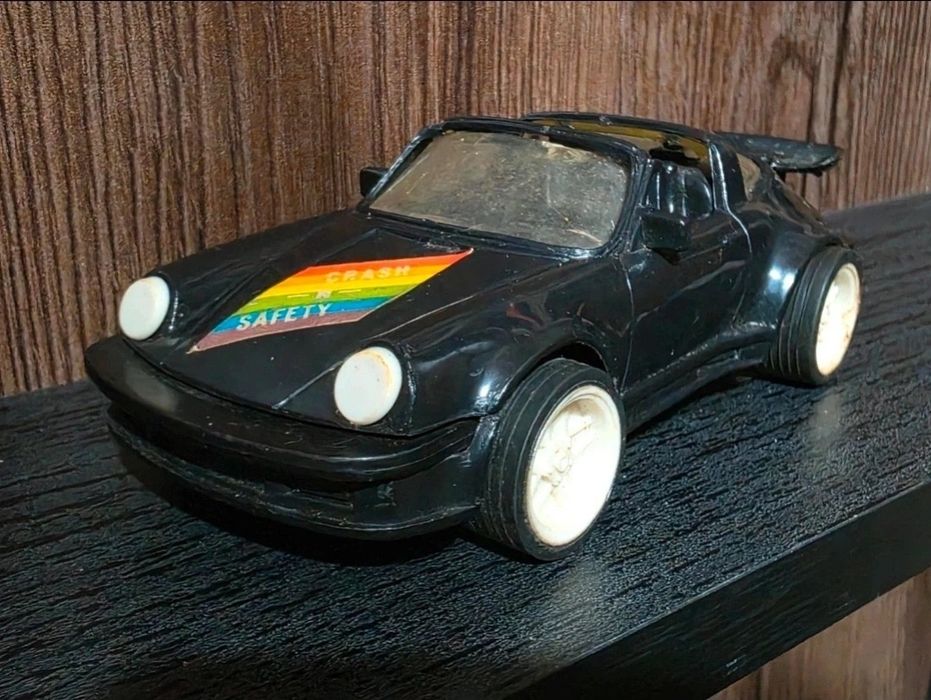 Porsche Turbo Cabriolet Black Toy Car Friction vintage 80,s