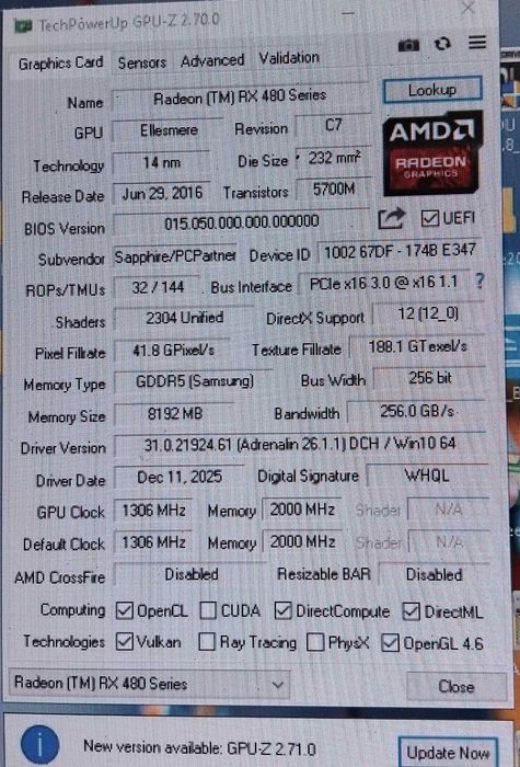 Sapphire Nitro+ Radeon RX 480 8G