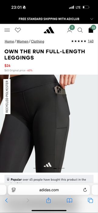 Лосины, лонгслив, топ от Adidas