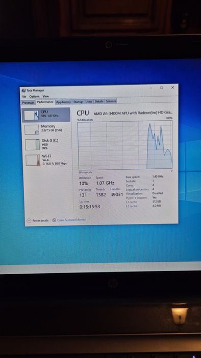 Laptop HP Pavilion G7 AMD A6-3400M quad-core , Radeon HD 6520G 1gb , 8GB RAM , HDDq 320 gb 7200rpm , 17.3"