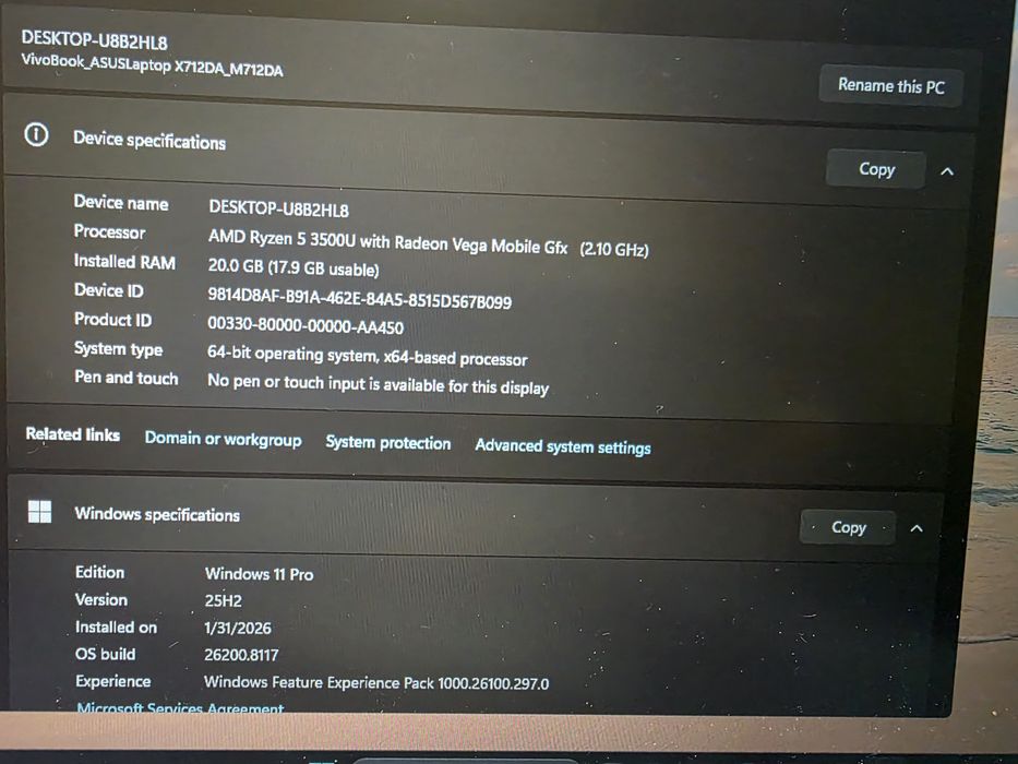 Laptop Asus  model X712DA 17,3"