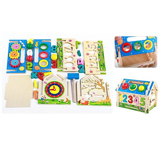 Casuta din lemn, tip Montessori, cu forme si cifre