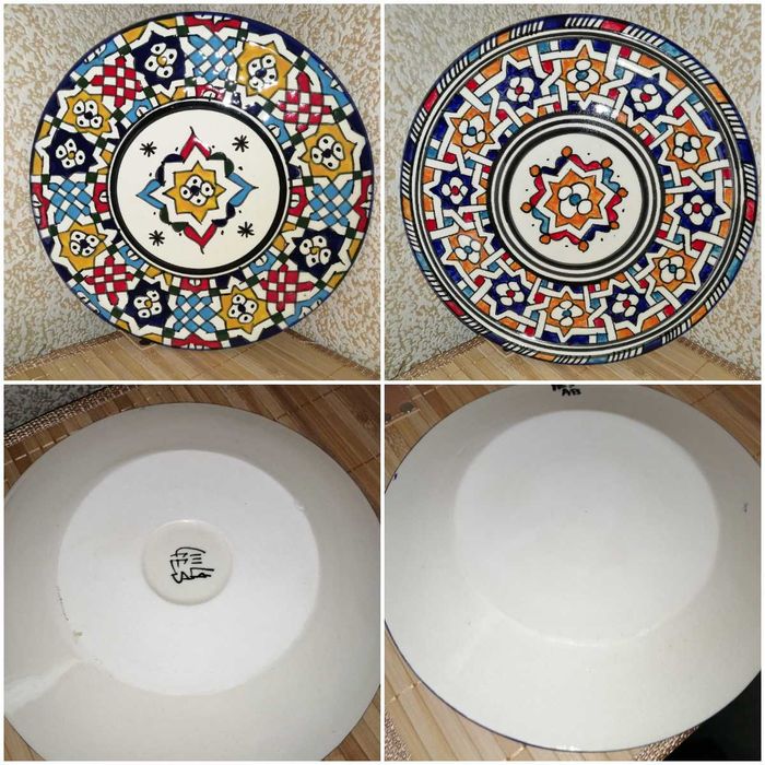 Комплект от две чисто нови ръчно рисувани марокански чинии