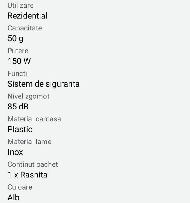 Rasnita de cafea Heinner HCG-150P, 150W, 50 g, Alb