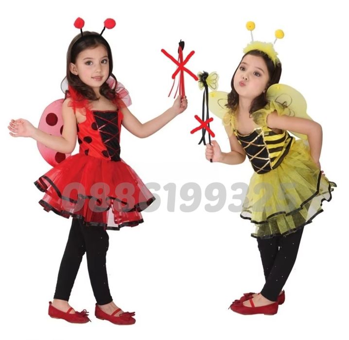 Детски костюм на Пчеличка или Калинка с крилца и аксесоари