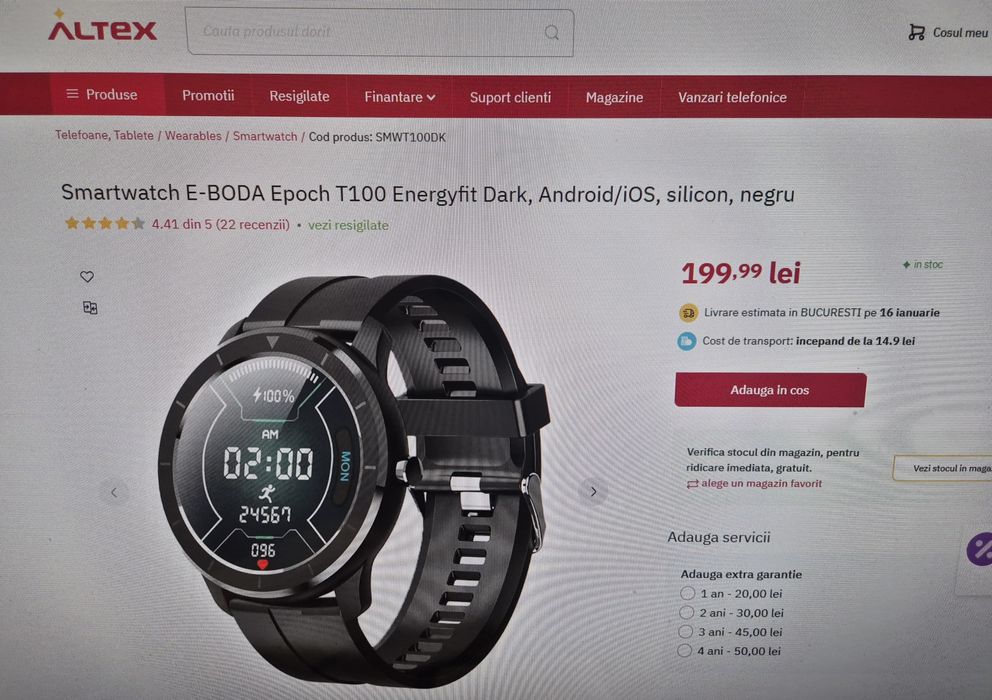 Ceas inteligent Smartwatch E-Boda Epoch T100 nou  garanție bon fiscal