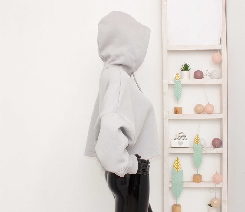 Oner Active Classic Crop Zip Hoodie дамско сиво худи суичър орърсаиз L