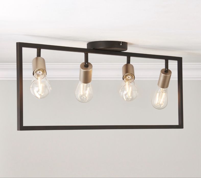 Lampă de tavan cu LED York Bar, cu 4 lămpi, efect bronz mat periat