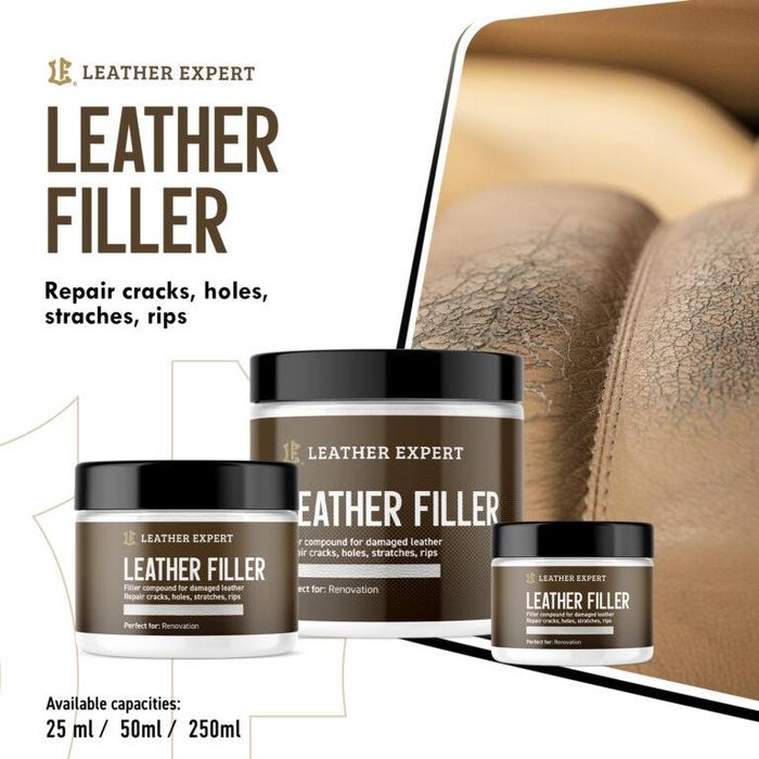 кит/филър за кожа leather filler бял за поправка на щети и ...