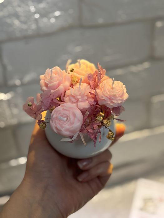 Кашпо из гипса с аромасвечами | на 8 марта