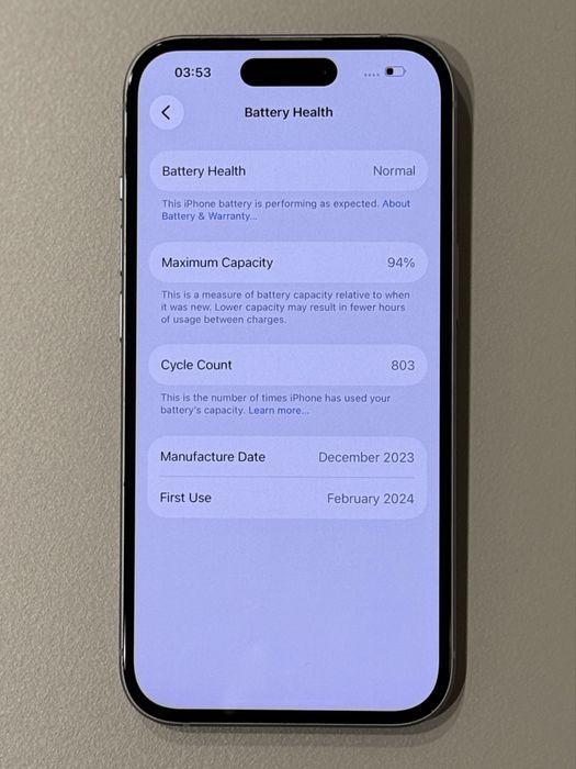 iPhone 15 Blue 256GB 94% battery