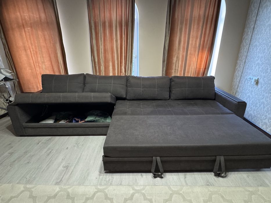 Диван складной серый