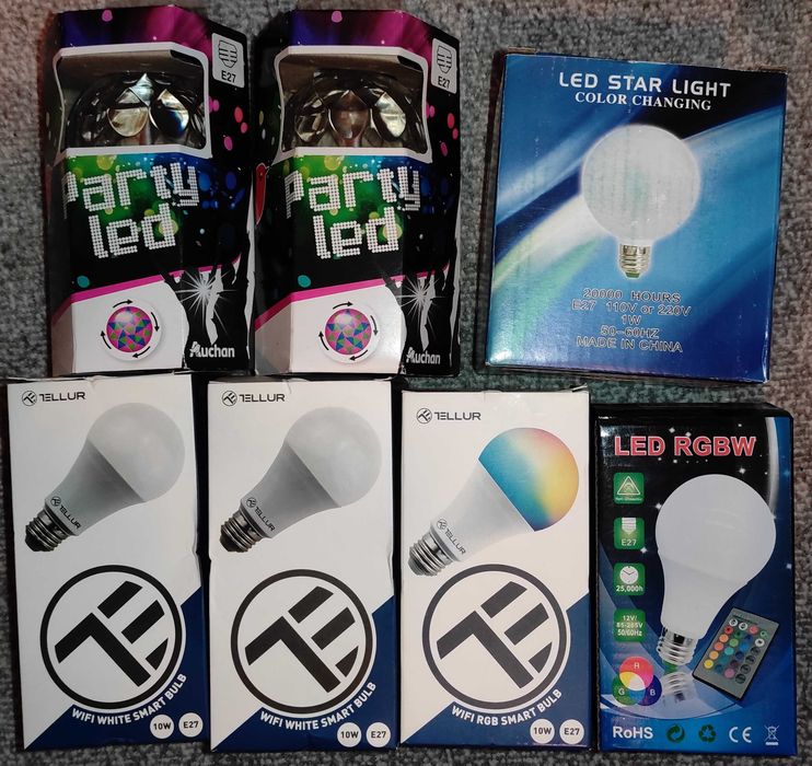 6 Becuri LED, albe, cu RGB, SMART cu WiFi, cu telecomanda