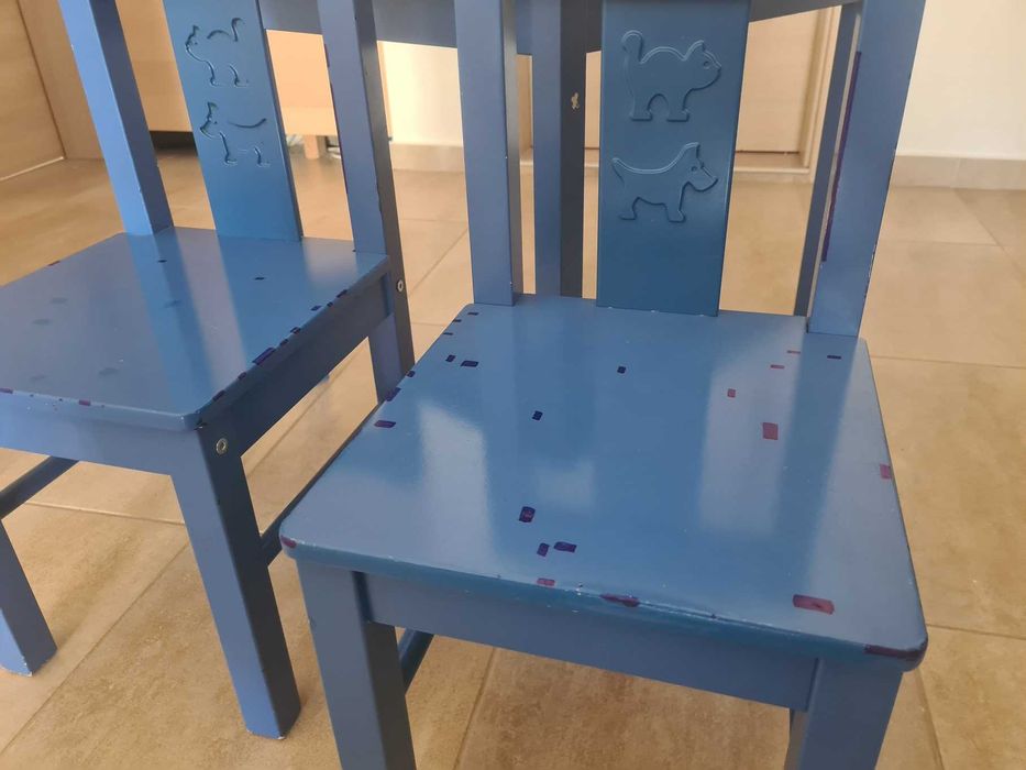 намалени! комплект детска масичка и 2 столчета сини IKEA Kritter