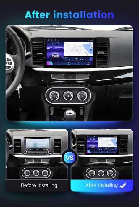 Navigatie Android 14 Mitsubishi Lancer 2007 1/8 Gb Waze CarPlay CAMERA