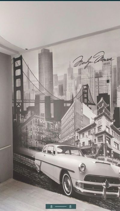 Шпаклёвка стен поклейка обоев.