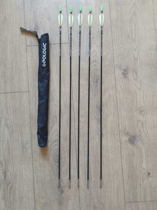 Sageti arc GEOLOGIC 110 79cm/5mm, varf otel si tolba, 5 buc
