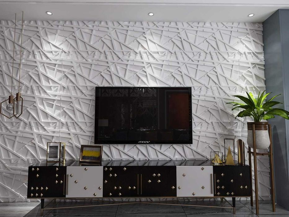 Art3d стенни панели с ивици 50 x 50см (опаковка от 12бр), 3 м², бели