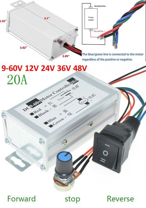 PWM 20A 1200W 12V 24V 36V 48V- control regulat. Regulator turatie. Nou
