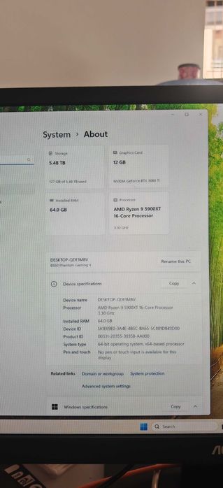 Мощнa Гейм и Работна Станция Ryzen 9 5900XТ 16/32Core/64GB/1TB SSD+5TB HDD/FE 3080TI 12Gb/Гаранция