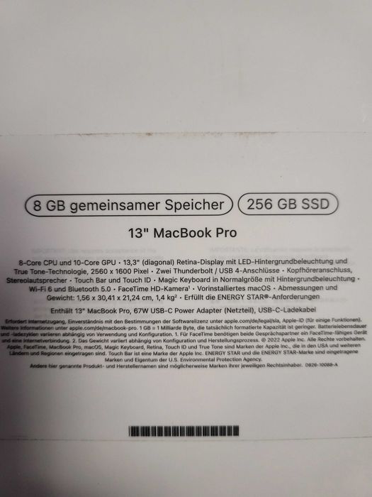 Apple MacBook Pro 13 M2 256GB 2022 MNEP3 Чисто нов