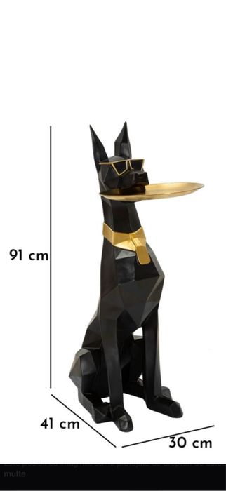 Figurina decorativa Empty Pocket Dog, structura din polirasina neagra