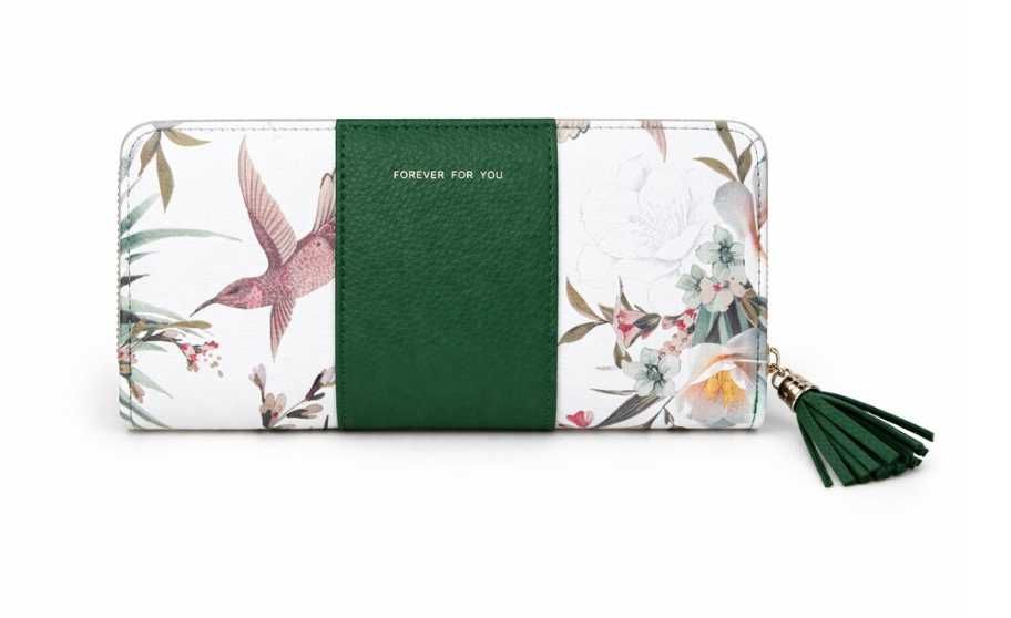 Portofel damă floral cu accente verzi – eleganță inspirată din natură