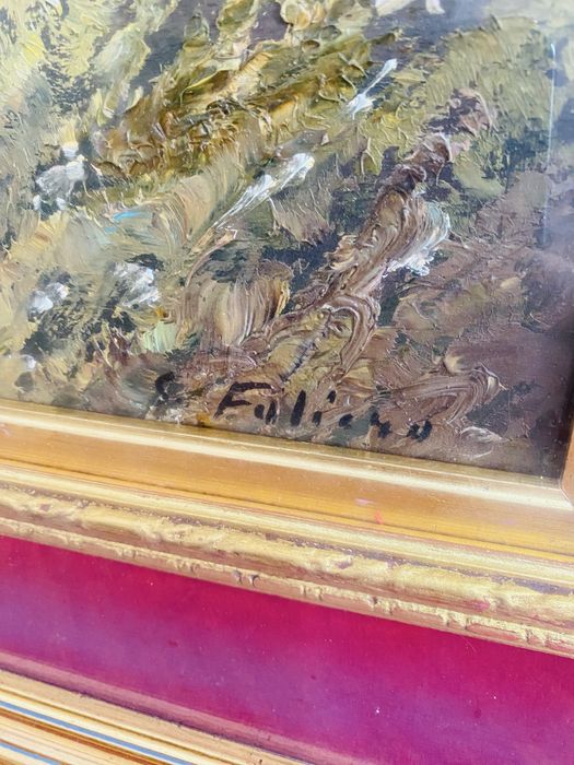 Tablou Vintage Pictura Ulei pe Panza Semnat Rama Lemn