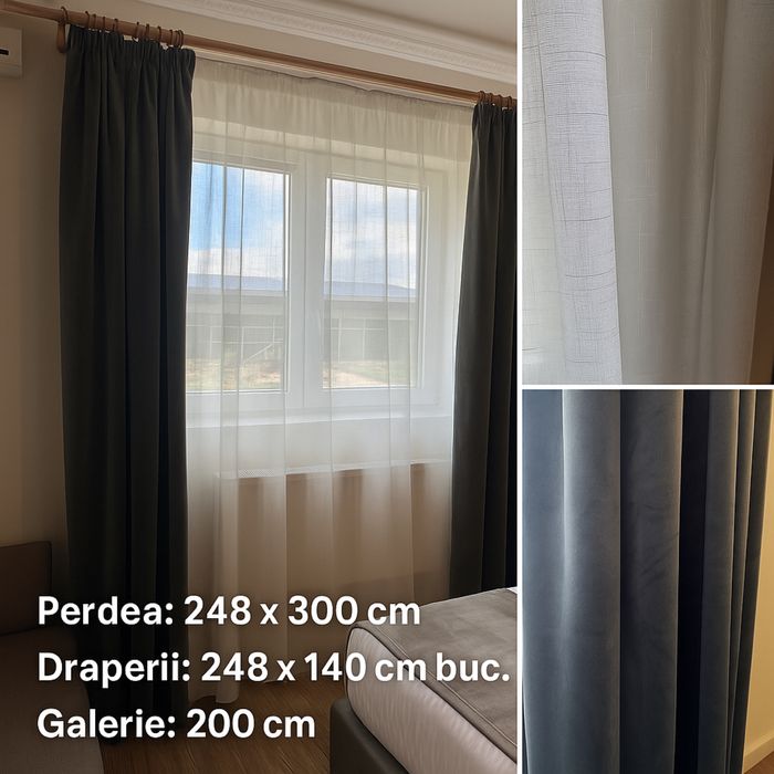 Set perdea, draperii, galerie + sina perdea
