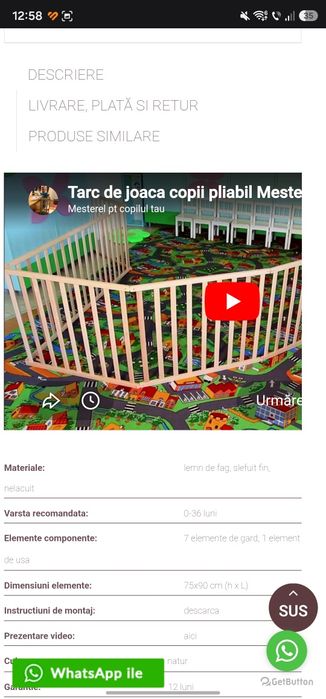 Țarc de joaca pliabil