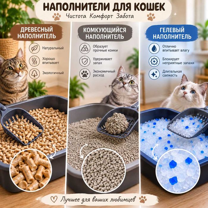 Наполнители для кошек Астана, большой выбор