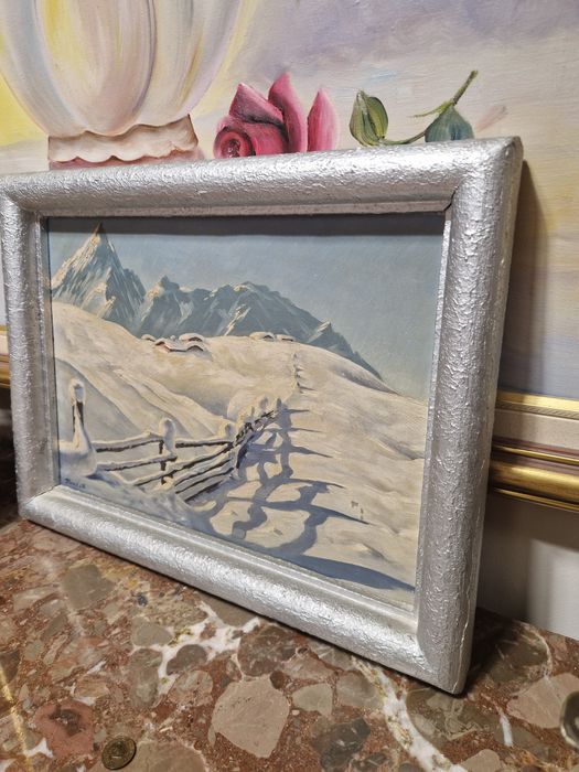 Стара страхотна антикварна авторска картина масло върху платно