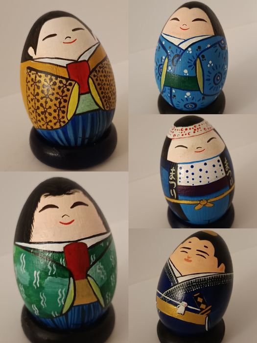 Рисувани яйца за Великден и в японски „кокеши“  стил