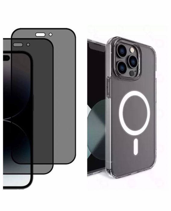iPHONE 14/15/16/17 PRO MAX PLUS AIR Husa TPUHard Magnetic+Folie Sticla
