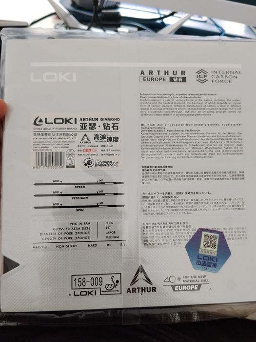 Профессиональная накладка настольного тенниса Loki Arthur Diamon