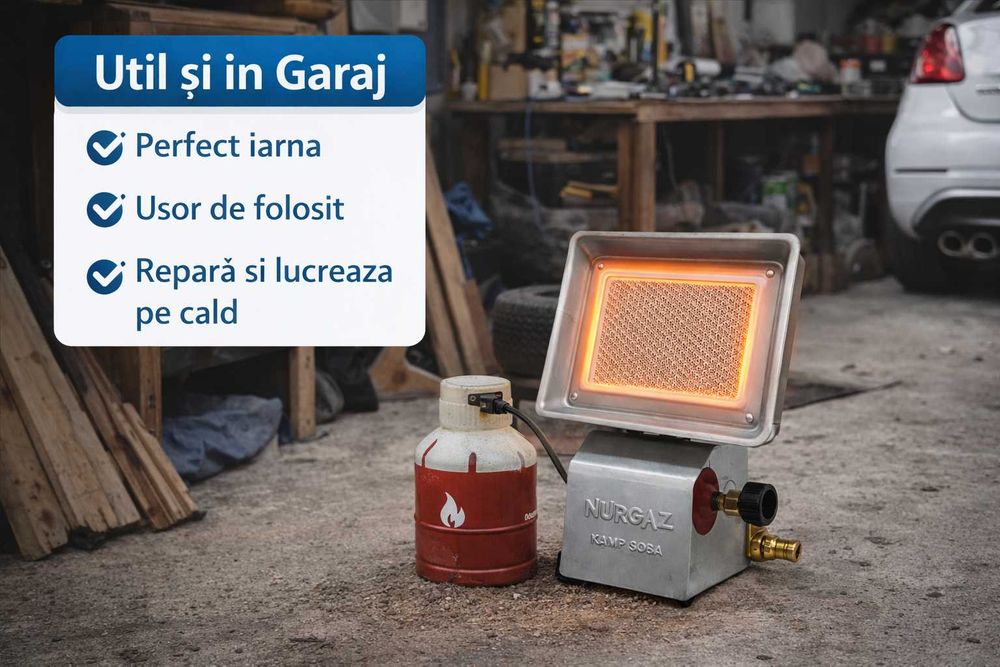 Mini Soba pe Gaz Nurgaz 1500W pentru Camping