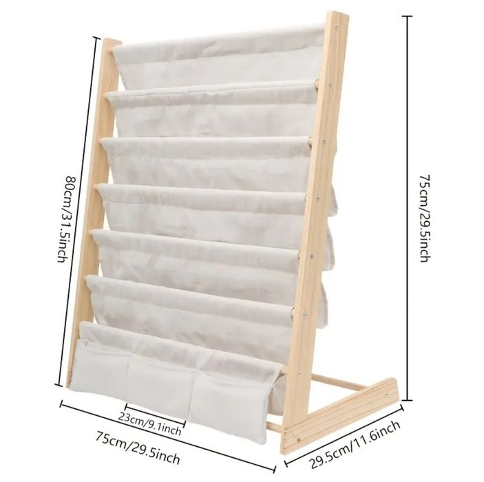 Голяма дървена детска библиотека за деца по Монтесори етажерка книги