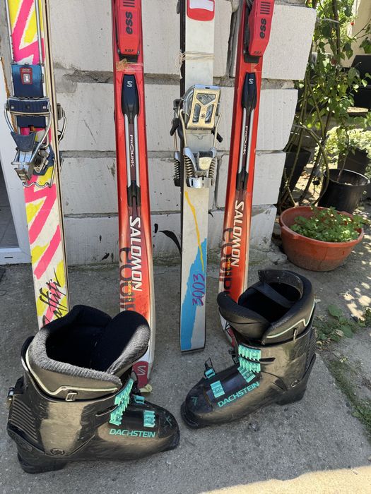 3 perechi de Schiuri Salomon ski / Hagan / Duret iarna + Winter Clăpari Dachstein – Stare Bună